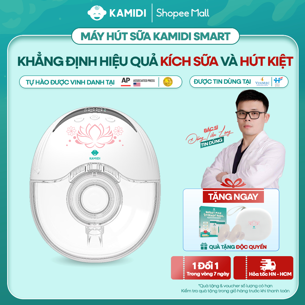 Máy Hút Sữa Rảnh Tay Không Dây Kamidi Smart - Máy Hút Sữa Điện Cao Cấp, Dung Tích 180ml