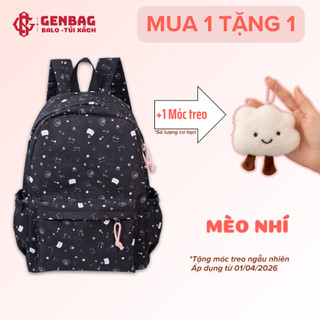 Balo nữ đi học GENBAG balo mèo nhí ulzzang vải dù trượt nước đựng laptop 14,5 inch BL03