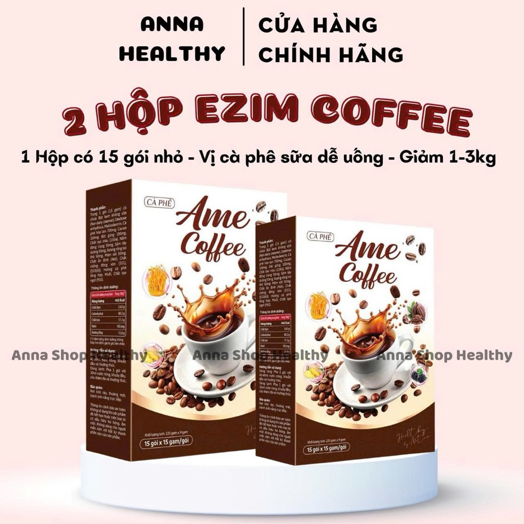 (COMBO 2 HỘP) AME EZIM COFFEE HOÀ TAN, EZIM GIẢM CÂN - HỘP 15 GÓI