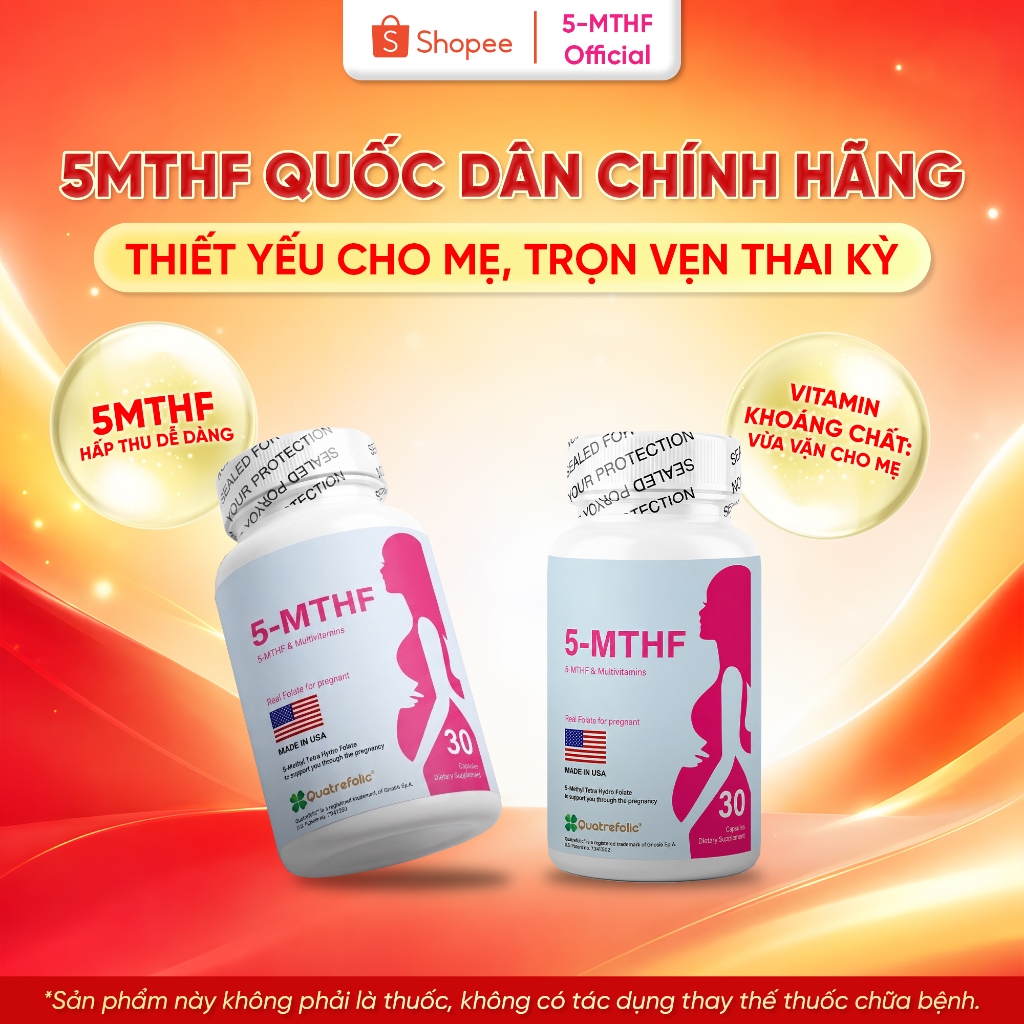 Combo 2 hộp 5 MTHF quốc dân 5MTHF hàng chính hãng bổ bầu cho phụ nữ thả bầu phụ nữ mang thai
