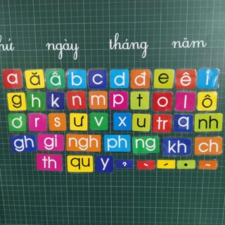 Bộ Chữ Cái Và Chữ Ghép Rời Tiếng Việt Ép Plastic Gắn Nam Châm Lá
