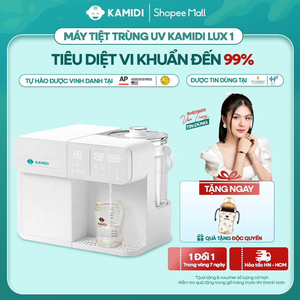 Máy Tiệt Trùng UV Bình Sữa kamidi Lux 1 Lấy Nước Tự Động Tích Hợp Đun Nước Pha Sữa Cho Bé