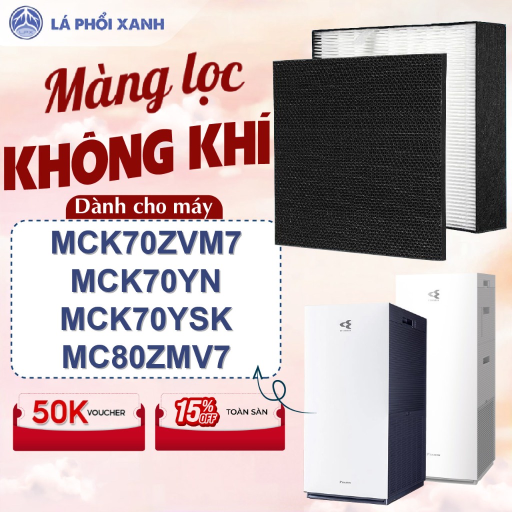 Màng lọc tương thích máy Daikin MCK70ZVM7, MCK70YN, MCK70YKS, MC80ZVM7 - Màng lọc Hepa - Tấm lọc khô