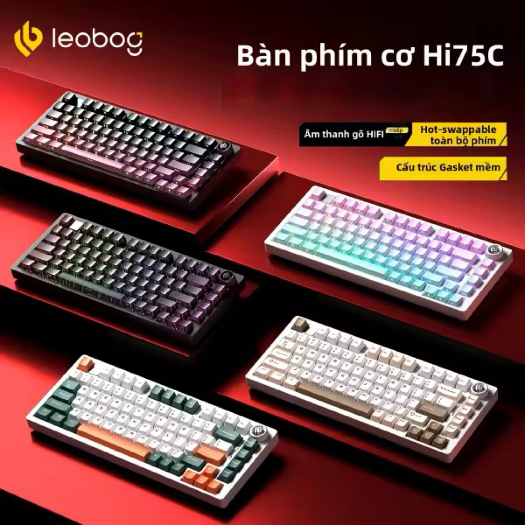 LEOBOG HI75C PRO - BÀN PHÍM CƠ NHÔM CNC - KẾT NỐI 3 MODE - LED RGB - MẠCH XUÔI -  LAYOUT 75%