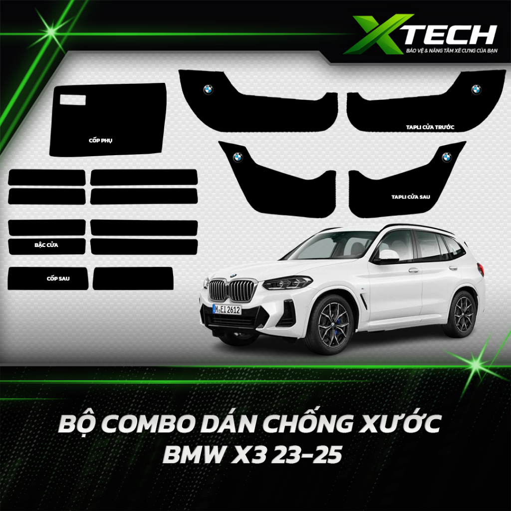 Bộ dán chống xước da Carbon Air Fiber cao cấp dành cho xe BMW X3 2023- 2025