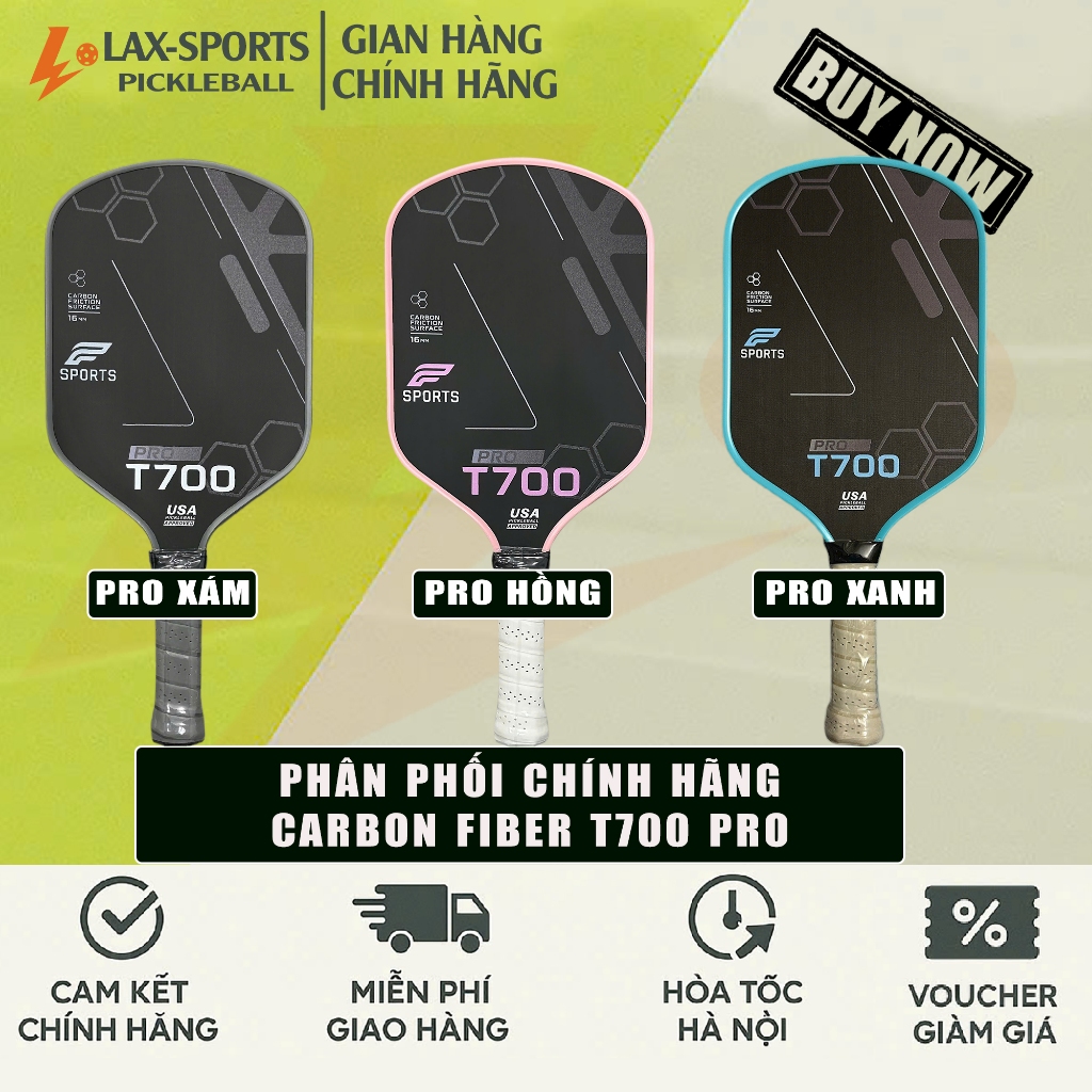 (Chính Hãng) Vợt Pickleball T700 Pro - Carbon T700 Nhám Cao Cấp, Phù Hợp Người Chơi Kiểm Soát
