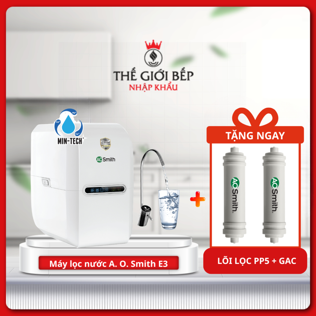 Máy Lọc Nước RO A. O. Smith (aosmith) E3 – Công Nghệ RO Side Stream, Bổ Sung Khoáng Min-Tech