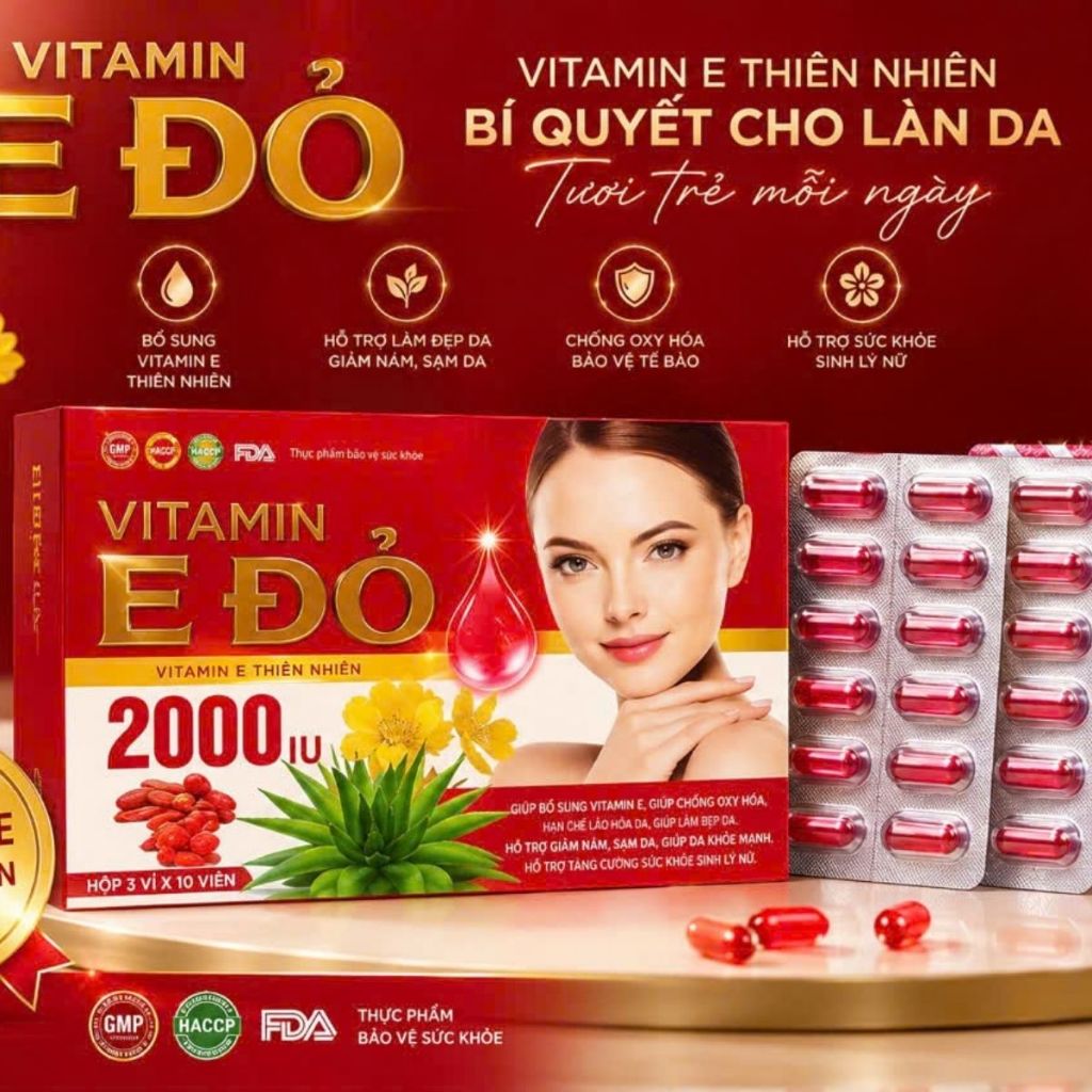 Vitamin E Đỏ 2000 IU – Giải Pháp Hỗ Trợ Chăm Sóc Da Mỗi Ngày