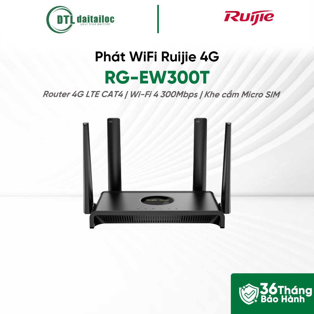 Phát WiFi Ruijie 4G RG-EW300T N300 | 300Mbps (Kèm Nguồn) | Chính hãng | Bảo hành 36 tháng
