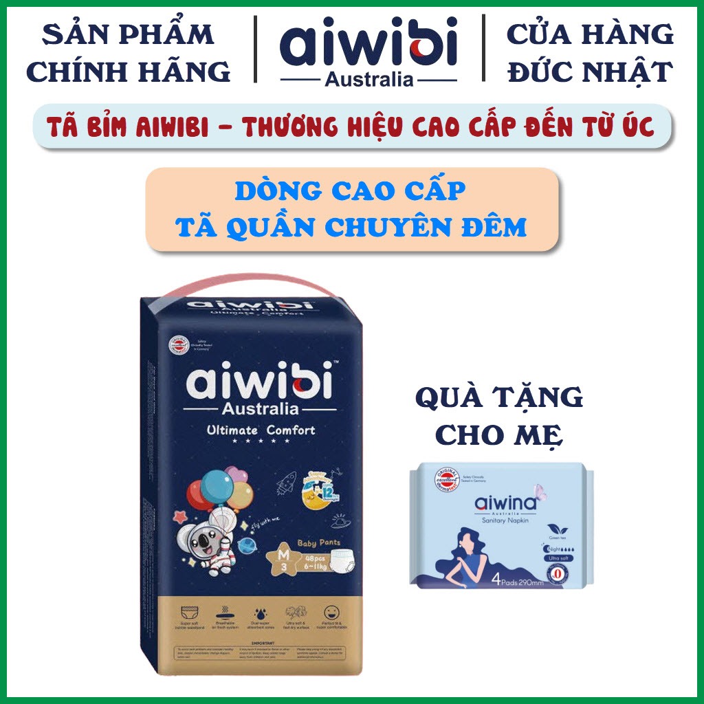 Tã Quần Aiwibi Chuyên Đêm - Dòng Cao Cấp - Thương Hiệu Úc - Siêu Thấm Hút, Chống Tràn
