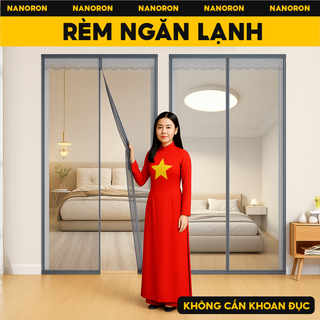 Rèm PVC trong suốt giữ lạnh điều hòa phòng ngủ NANORON Vách ngăn máy lạnh phòng khách, nhà bếp RT