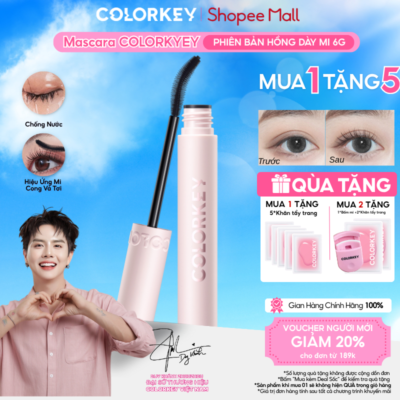 Mascara COLORKEY Hỗ Trợ Giúp Cong Và Dày Mi, Lâu Trôi, Chống Nước 6g