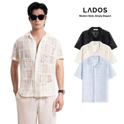 Áo Sơ Mi Cuban Nam Dệt Lưới LADOS - 8198 Chất Dệt Lưới Thông Thoáng, Form Suông Trẻ Trung, Thoáng Mát, Phong Cách Resort