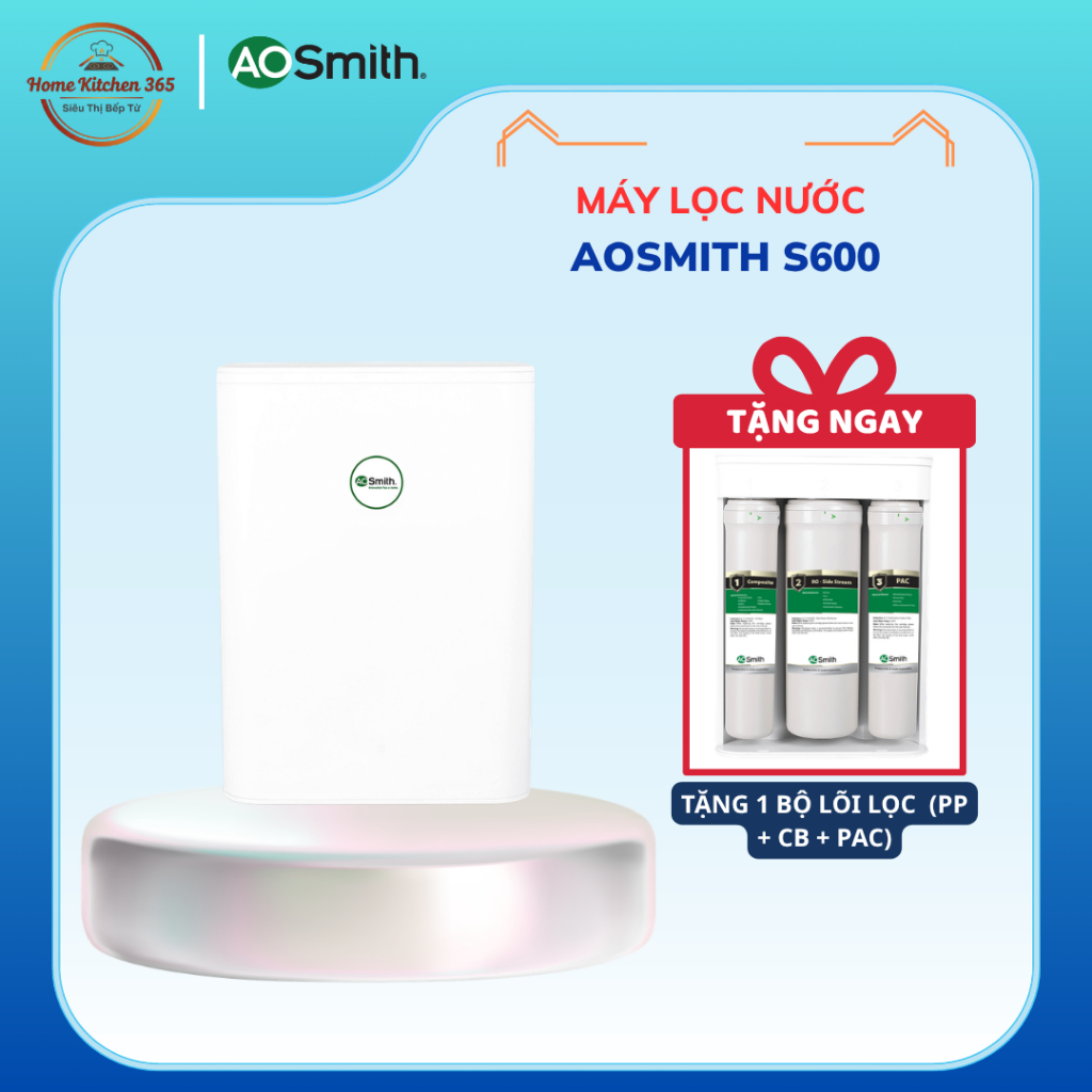 (TẶNG 1 BỘ LÕI LỌC) Máy Lọc Nước RO Side Stream A. O. Smith (aosmith) S600 – Công Suất Lọc 1.5L/Phút