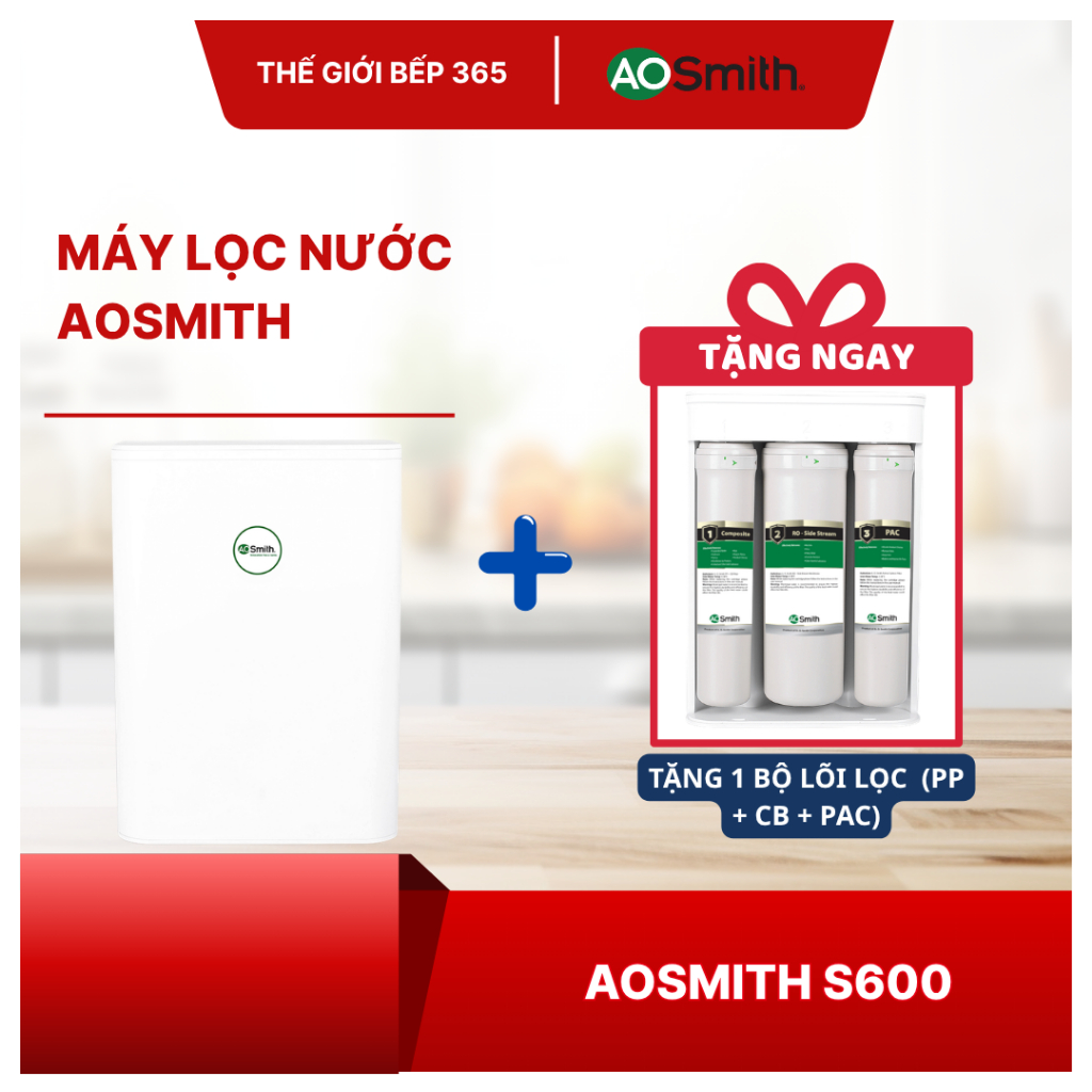 (TẶNG 1 BỘ LÕI LỌC) Máy Lọc Nước RO Side Stream A. O. Smith (aosmith) S600 – Công Suất Lọc 1.5L/Phút