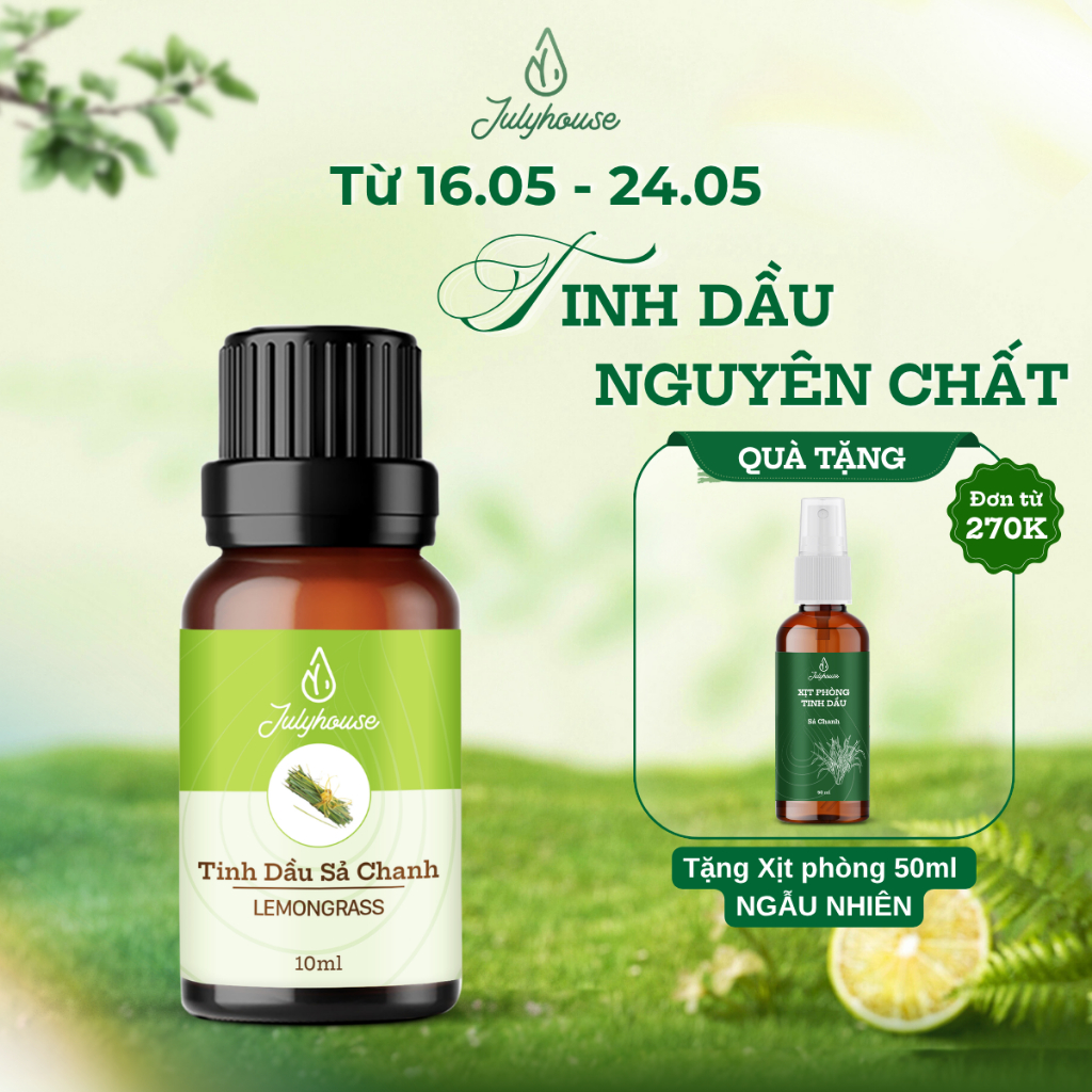 Tinh dầu sả chanh JULYHOUSE 10ml xông phòng thơm thư giãn
