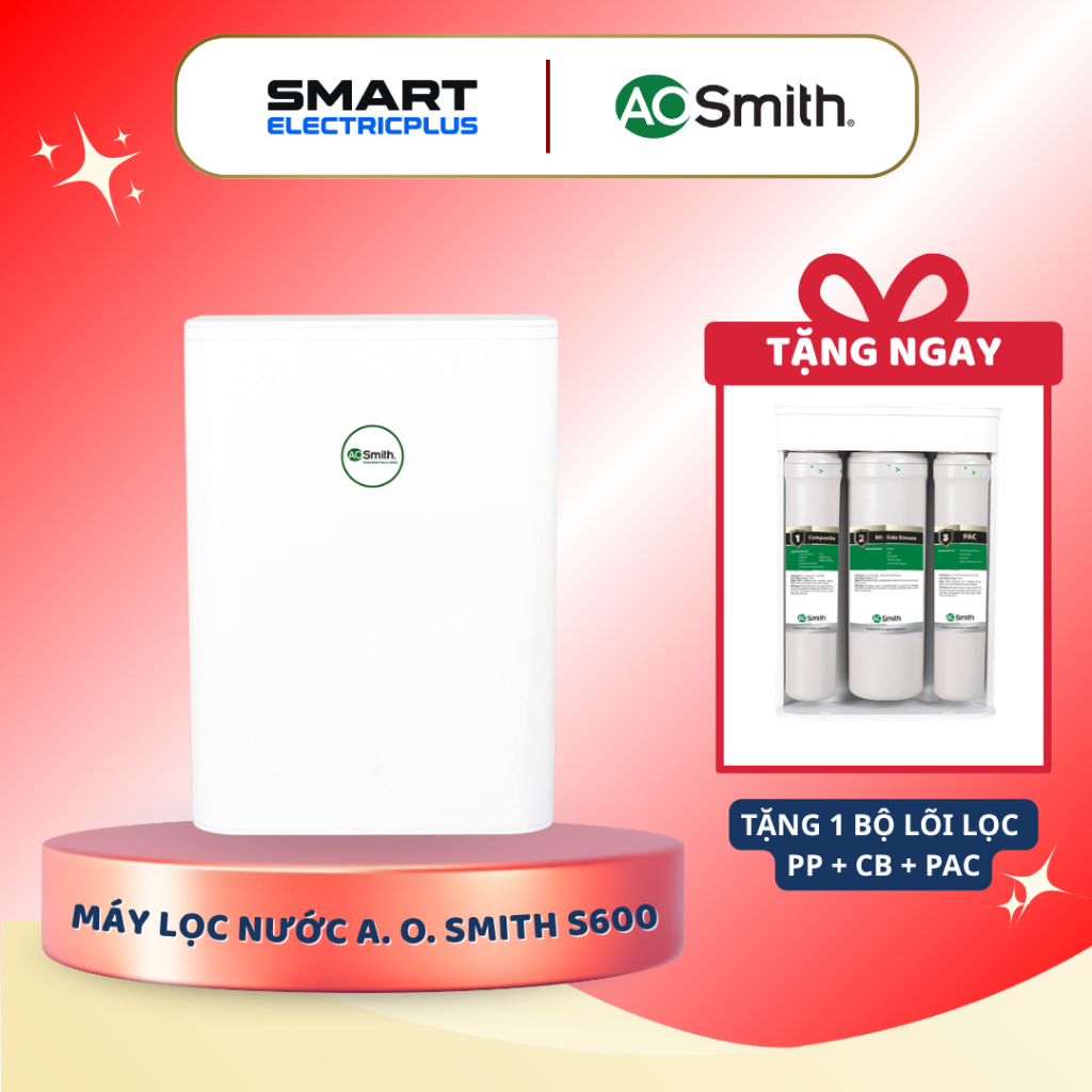 Máy Lọc Nước A.O. Smith (aosmith) S600 - Công Nghệ RO - Side Stream, Lõi Lọc Nguyên Khối In-Line