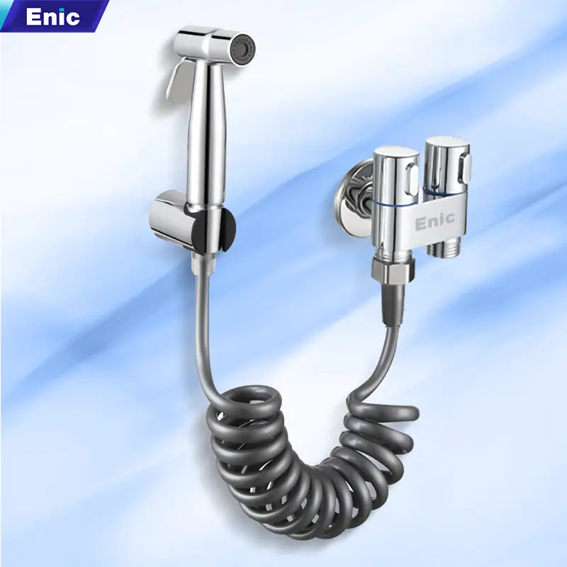 Vòi xịt vệ sinh ENIC cao cấp SS304 Van S3, dây xoắn co giản dễ sử dụng,điều chỉnh lực nước