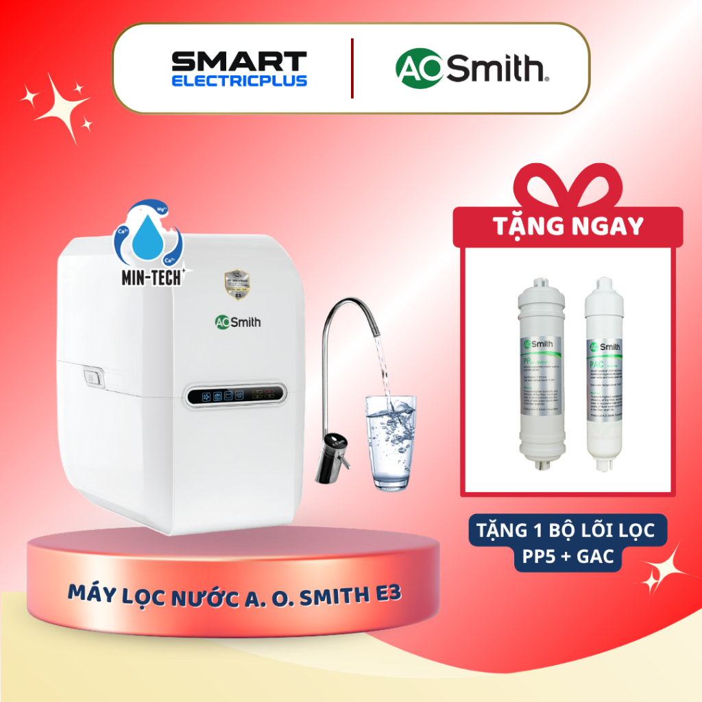 Máy Lọc Nước RO A.O. Smith (aosmith) E3 – Công Nghệ Ro Side Stream, Bổ Sung Khoáng Min-Tech