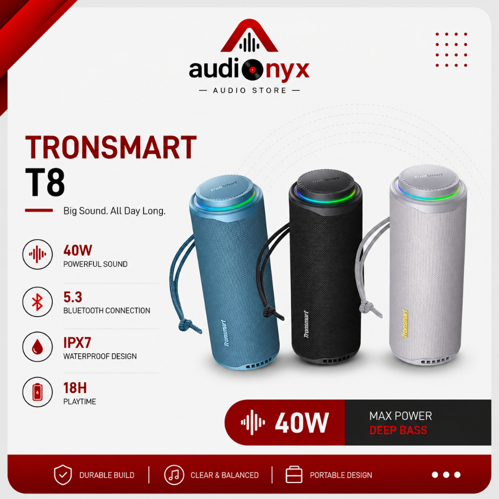 Loa  Bluetooth Tronsmart T8 40W Extra Bass siêu căng, IPX7, công nghệ SoundPlus, chơi nhạc 18h, ghép