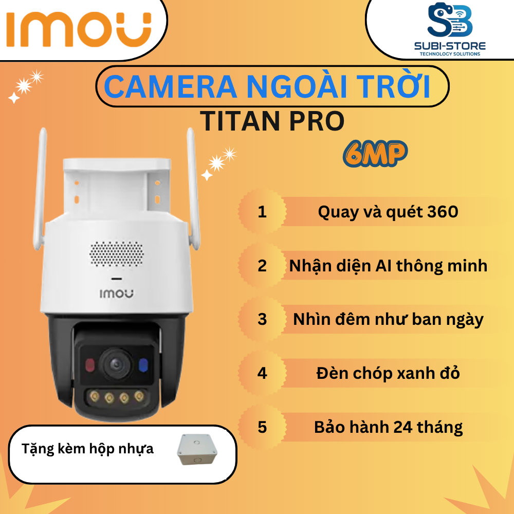 Camera Wifi 2 Mắt Imou Titan Pro U7LP 6MP (3MP+3MP), Hỗ trợ ánh sáng yếu,Xoay 360 Độ, AI Thông Minh