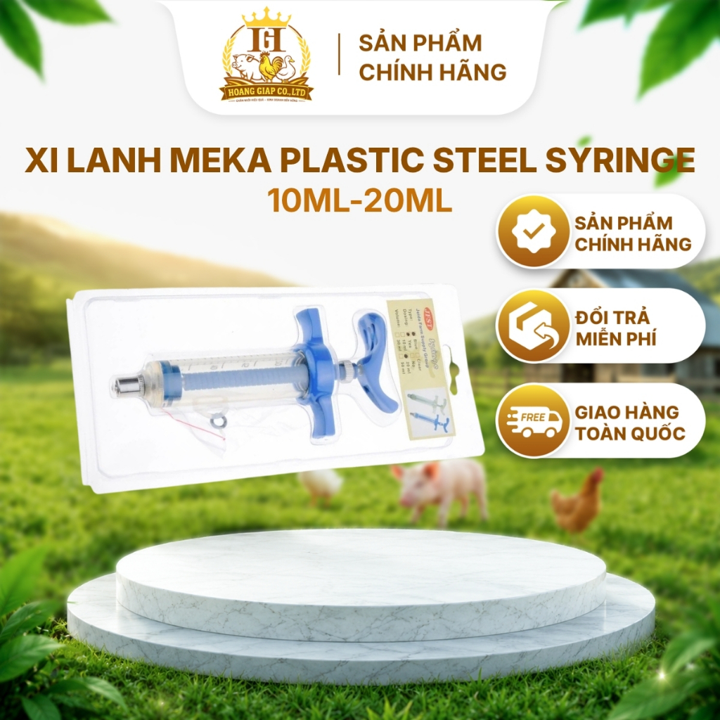 Xi Lanh Meka Plastic Steel Syringe 10ml 20ml Công Nghệ Đức Chịu Nhiệt Cho Gia Súc Gia Cầm
