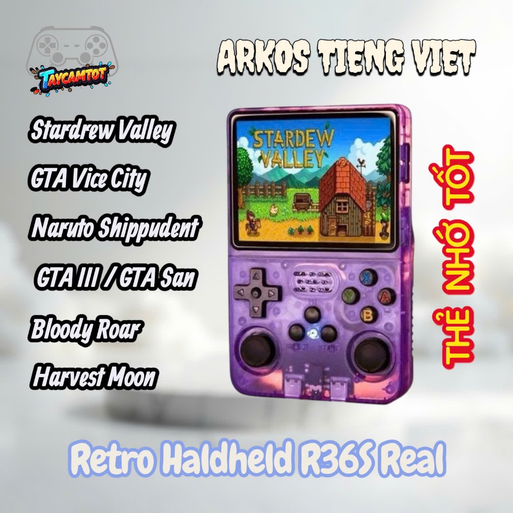 Retro Console R36S REAL kèm thẻ nhớ hãng - Máy chơi game giá rẻ cấu hình cao ArkOS tiếng Việt