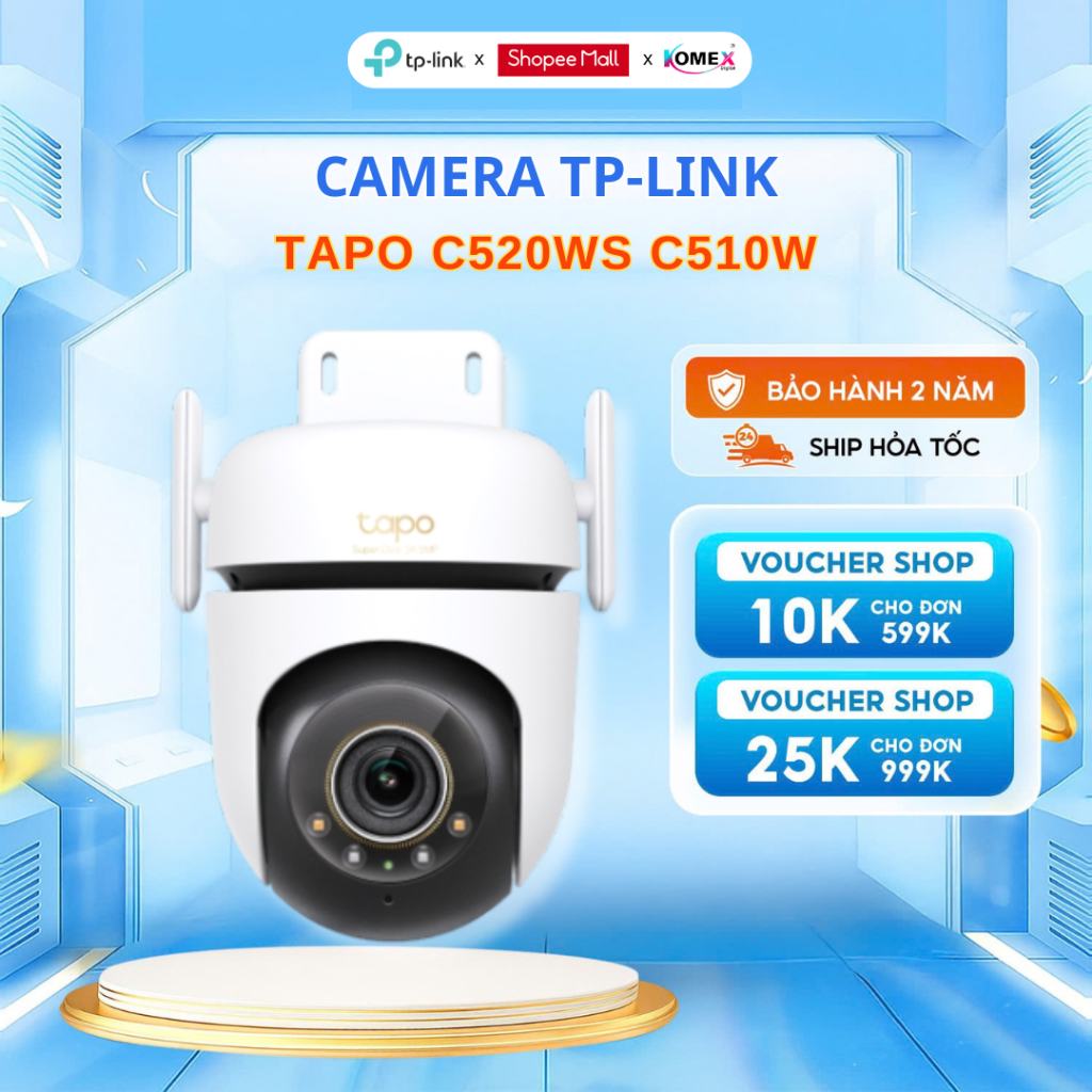 Camera Wifi Ngoài Trời TP-Link Tapo C520WS, C530WS, C510W, TC40 4MP Xoay 360°| Đàm thoại 2 chiều | P