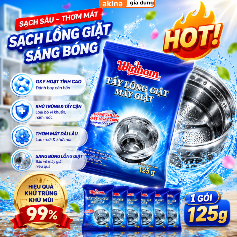 Bột Tẩy Lồng Máy Giặt AKINA Sạch Sâu Loại Bỏ Mùi Hôi Cặn Bẩn Làm Sach Lồng Giặt Hiệu Quả