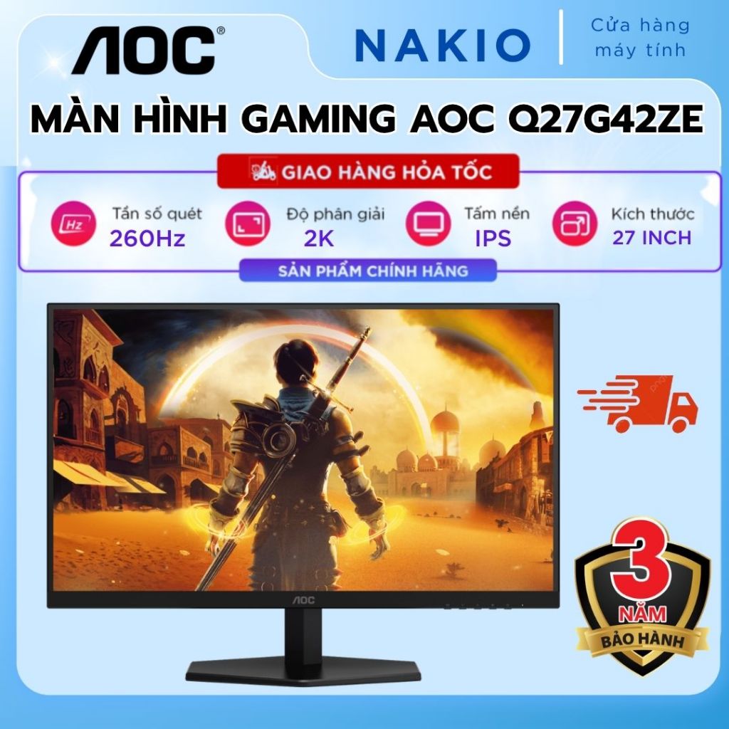 Màn hình Gaming AOC Q27G42ZE (27 inch/QHD/IPS/260Hz/1ms) - Bảo hành chính hãng 36 tháng