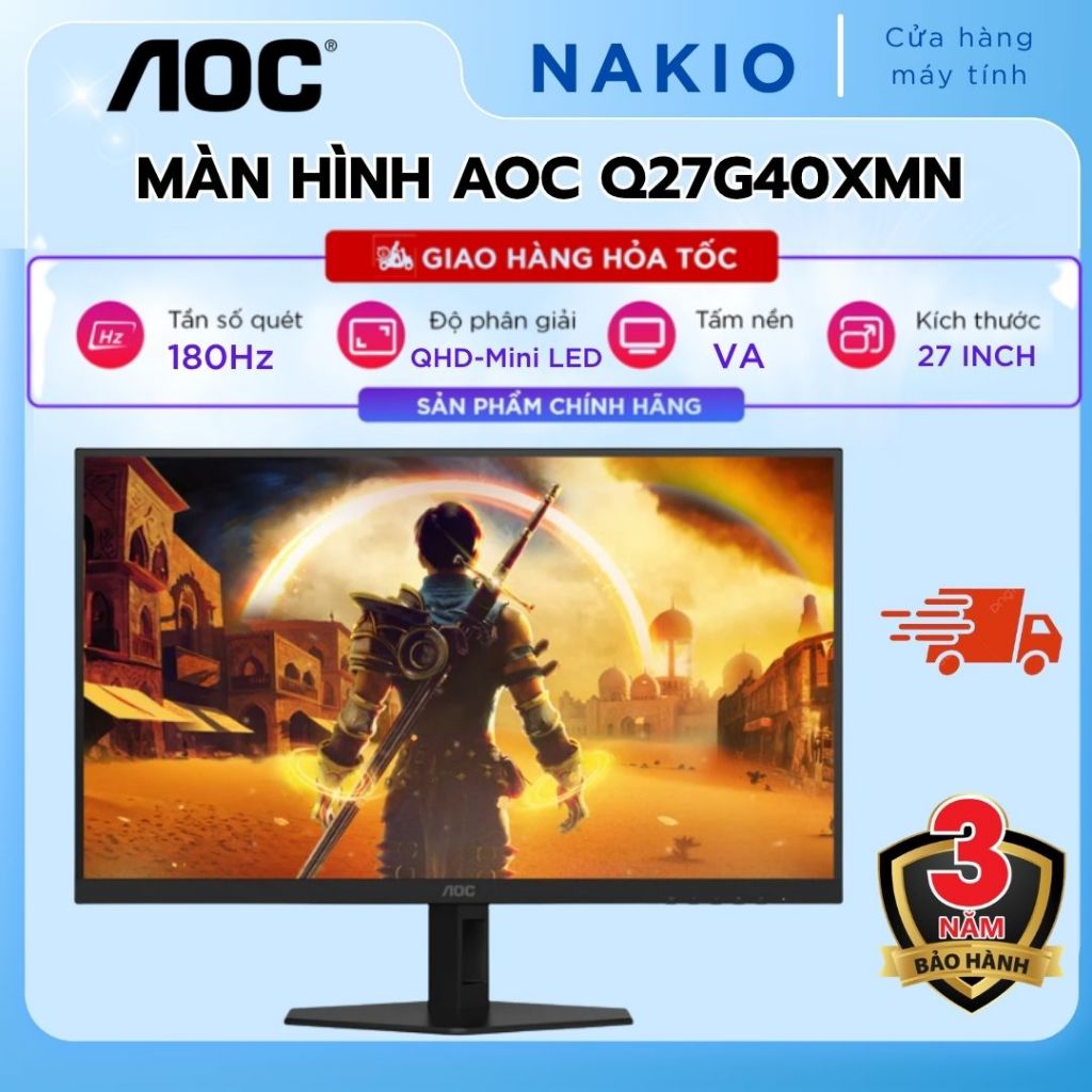 Màn Hình Gaming AOC Q27G40XMN/74 ( 27inch /Fast VA with Quantum Dot /2560 × 1440(QHD) /180Hz/1ms GtG