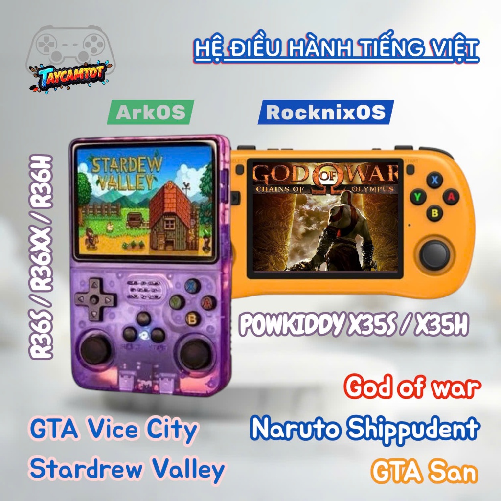 Retro Console R36S - R36H - R36XX | Powkiddy X35S - X35H | Tổng hợp máy chơi game giá rẻ cấu hình ca