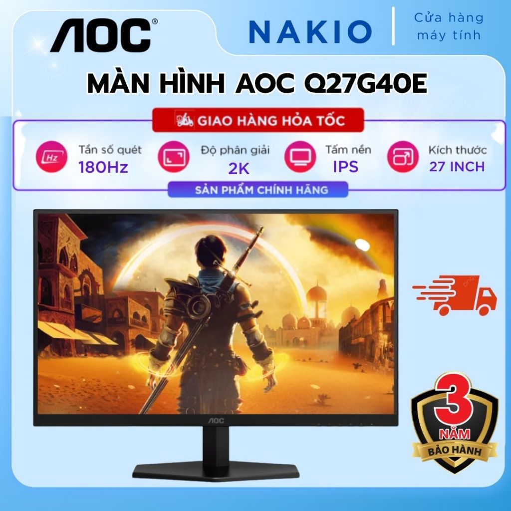 Màn Hình AOC Q27G40E/71 (27INCH/2K/FAST IPS/180HZ/0,5MS/HDR10/ HDMI 2.0 × 1, DisplayPort 1.4 × 1 )