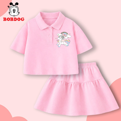 Set váy bé gái BOBDOG, áo croptop phối chân váy xinh có quần bảo hộ chất cotton mềm mát in hình cute cho bé