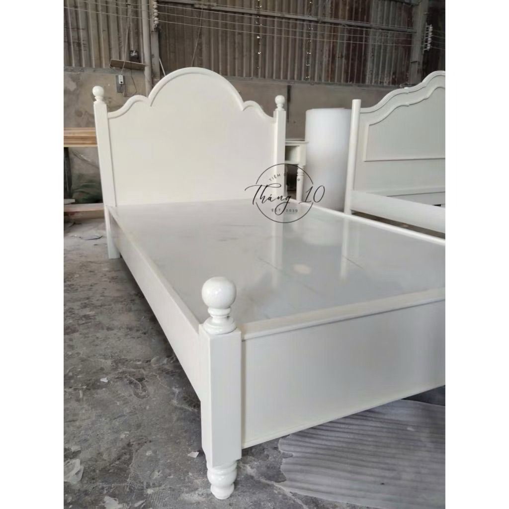 Giường Gỗ Tân Cổ Điển Farmhouse Cao Cấp Nệm 1m2 x 1m9 - Liên Hệ Trước Khi Đặt Hàng Không Có Sẵn🍀🍀🍀