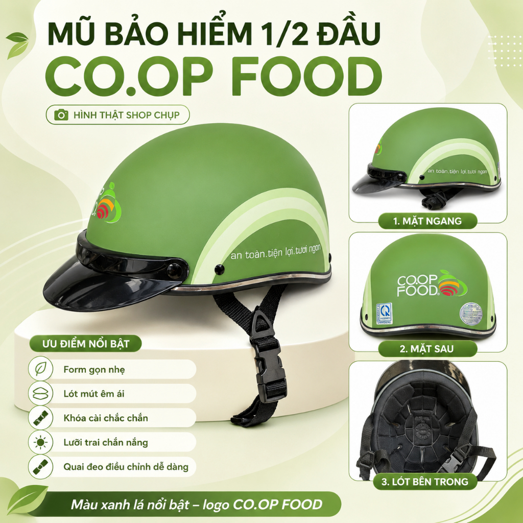 Nón bảo hiểm Protec HKM sữa ANLENE/ Nón HAMLET COOP XANH