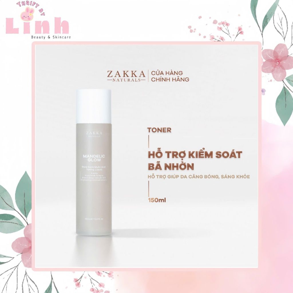 Toner tẩy da chết Zakka AHA, BHA Mandelic Glow