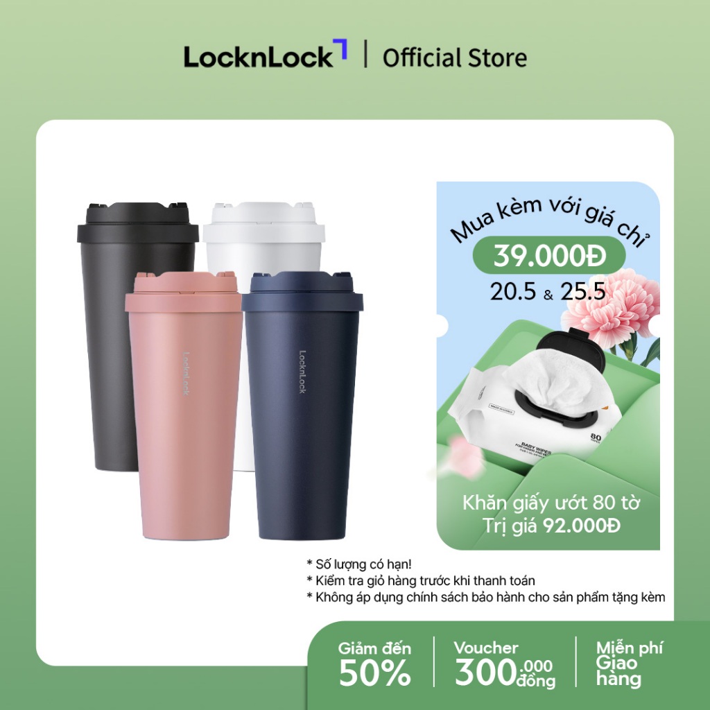 Bình giữ nhiệt Lock&Lock Energetic one-touch thép không gỉ 316L 550ml và 400ml - LHC3249 (4 màu)
