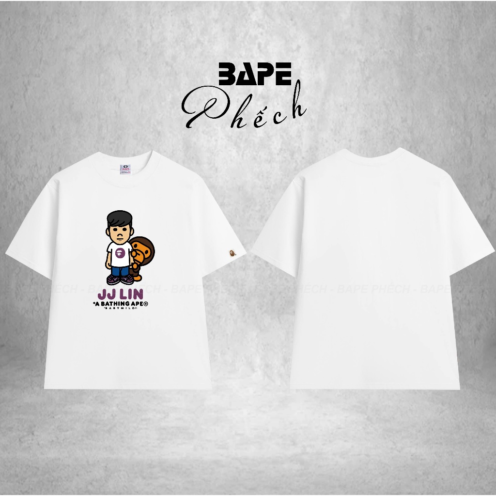 ÁO THUN FORM RỘNG BAPE JJ LIN BABY MILO VẢI COTTON CAO CẤP 280GSM DÀY DẶN, CO DÃN TỐT - BAPE PHẾCH