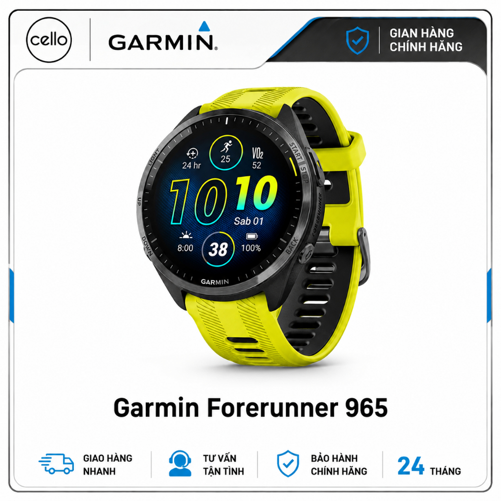 Đồng Hồ Garmin Forerunner 965 - Chính Hãng Garmin Việt Nam - Bảo Hành 24 Tháng, Hàng Mới New Seal