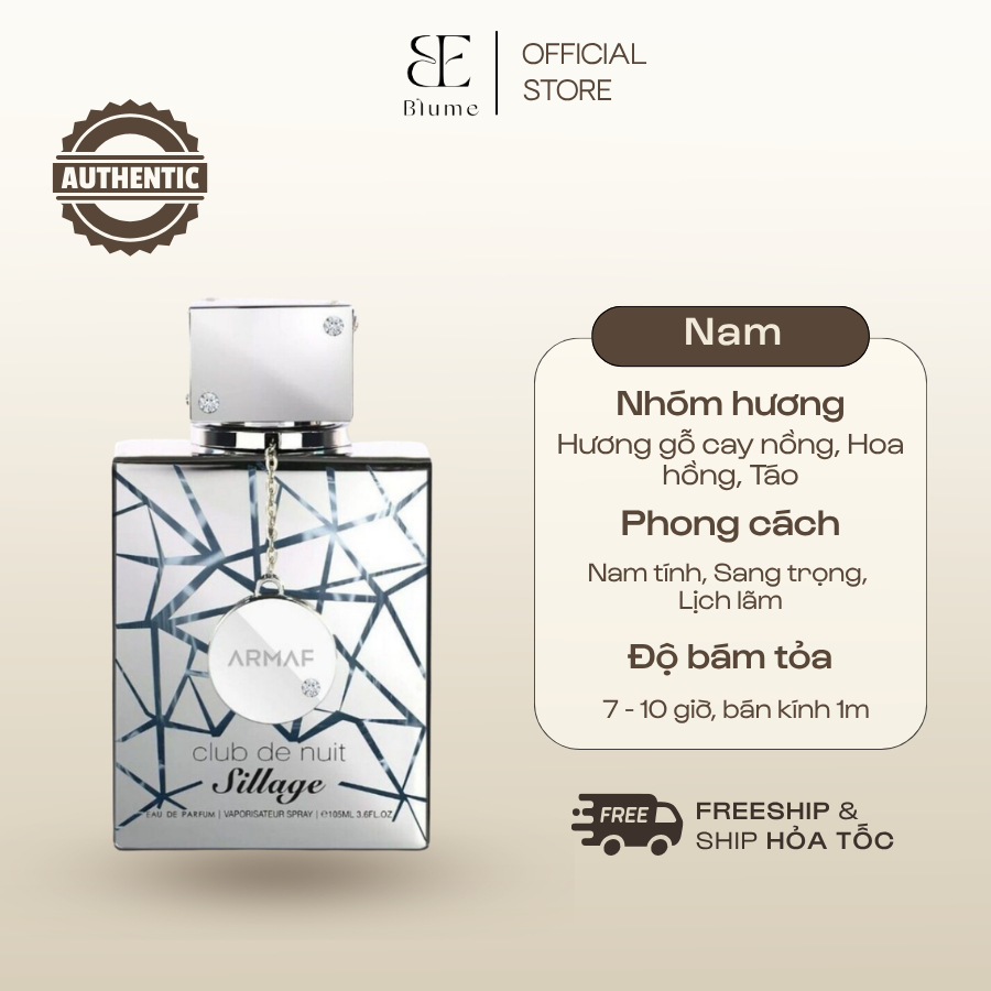 [ Mẫu thử 10ml ]  Nước hoa UNISEX CLUB de nuit SILLAGE mùi tinh tế - Blume Tiệm Nước Hoa