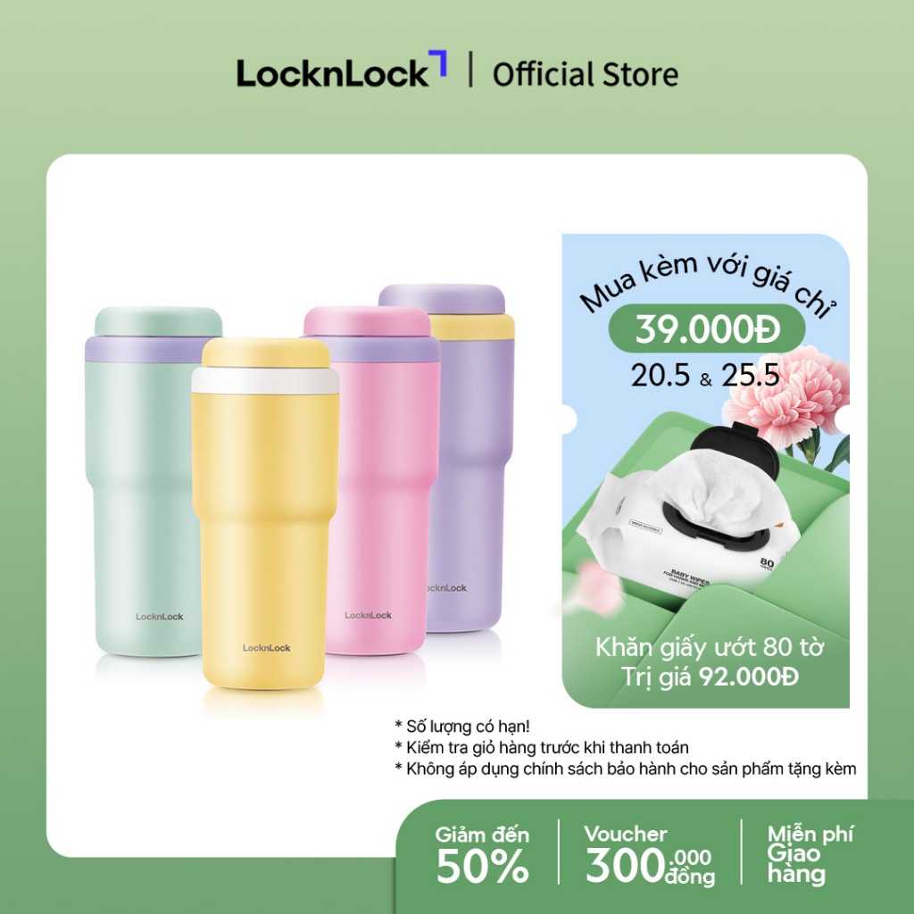 Bình giữ nhiệt Lock&Lock Daily Macaron Tumbler LHC3292 480ml thép không gỉ 316L