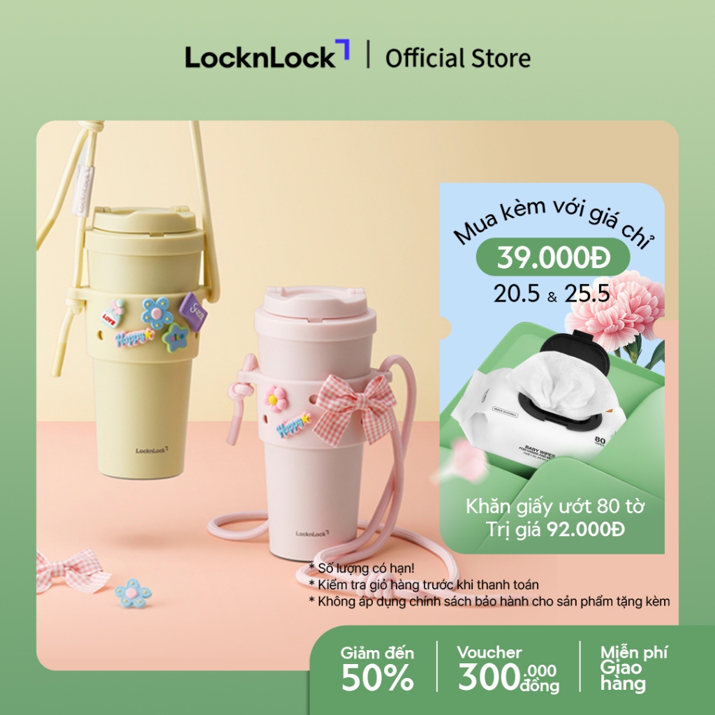 Combo Ly giữ nhiệt & Quai đeo silicone LocknLock HNT0000001 Energetic Tumbler x TLL076 Silicone Sleeve set | BigBuy360 - bigbuy360.vn