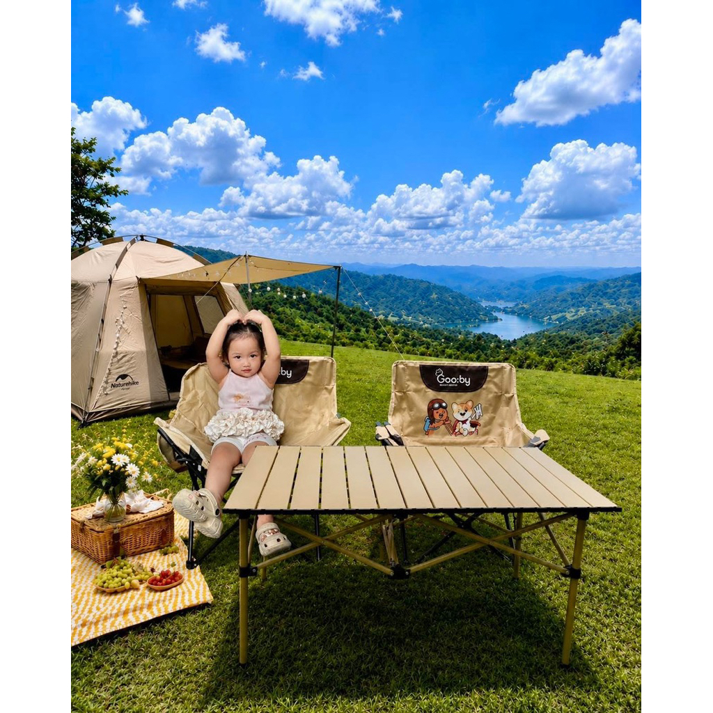Bộ bàn ghế Camping Gooby siêu tiện lợi xinh xắn chill chill cùng bé