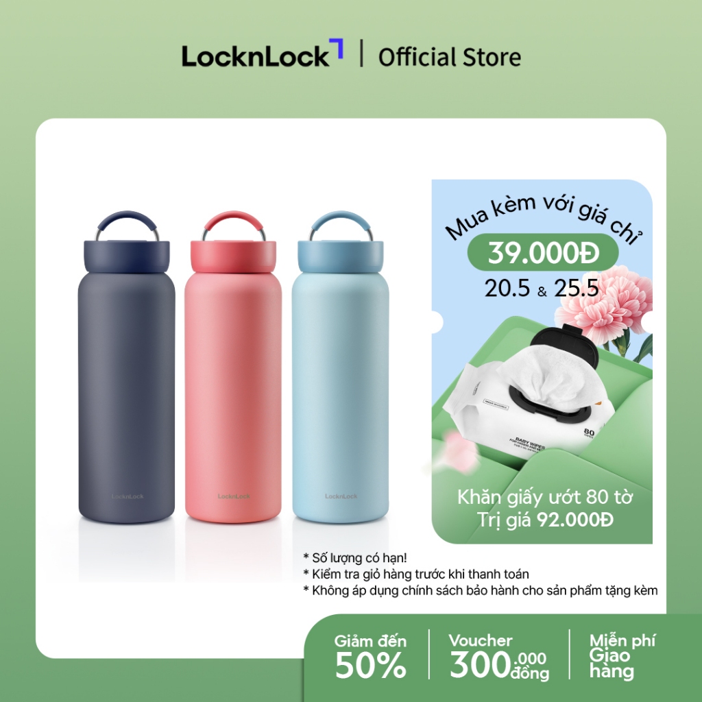 Bình giữ nhiệt Lock&Lock Jumbo Tumbler 900 ml - 3 màu (xanh dương nhạt, navy, đỏ) LHC4300