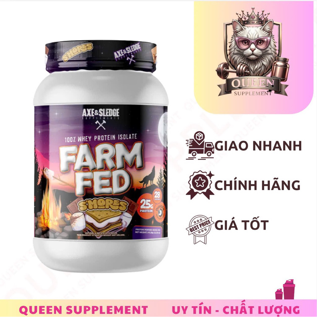 Bột đạm Axe & Sledge FARM FED WHEY PROTEIN ISOLATE - (28 lần dùng)
