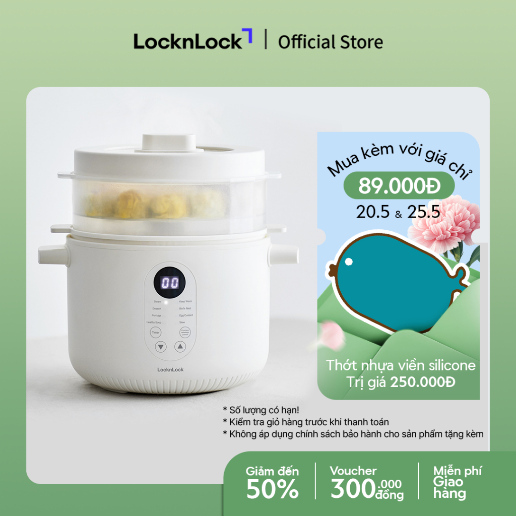 Nồi nấu chậm đa năng Locknlock Bianco Multi-function Slow Cooker 2.5L EJP164IVY