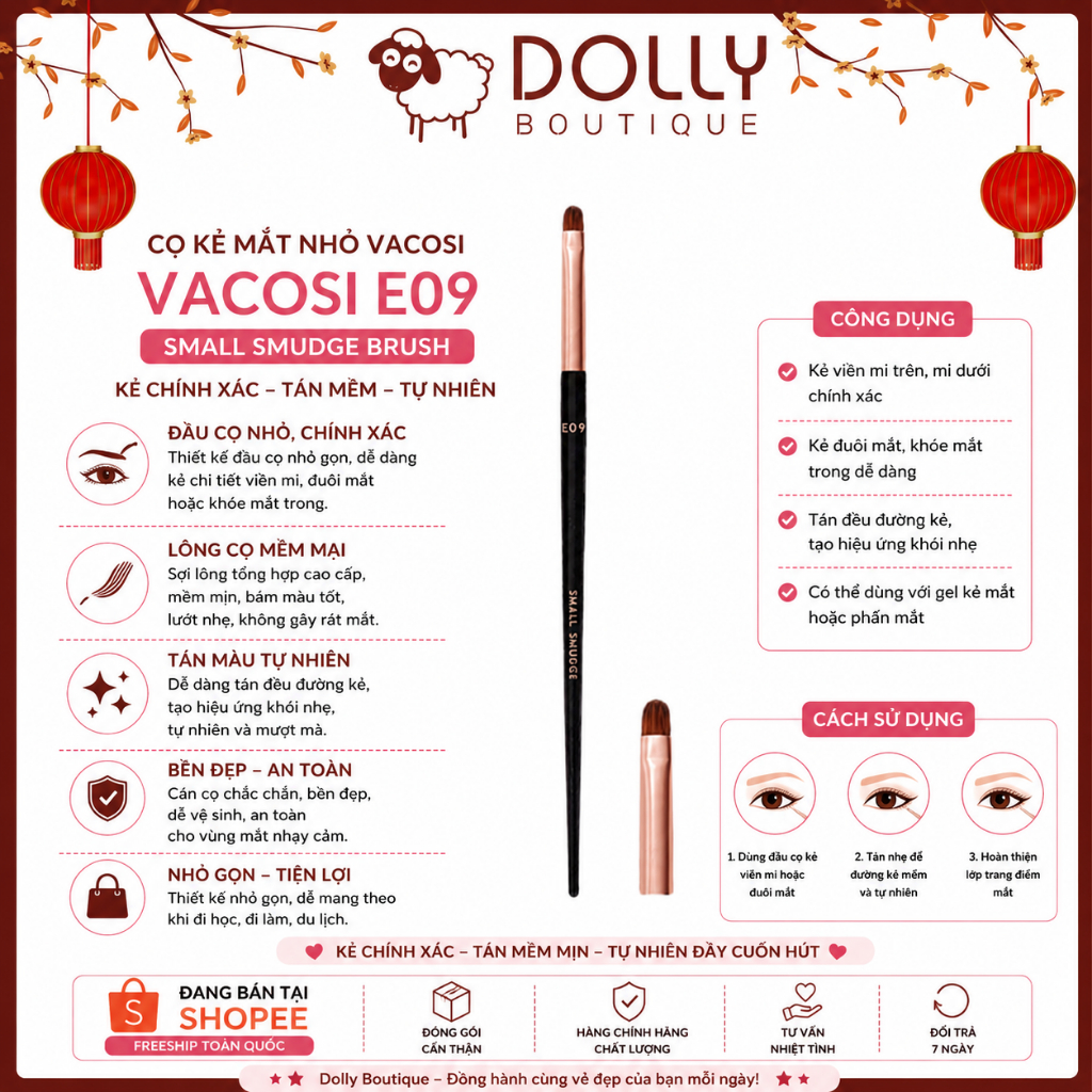 CỌ NHẤN ĐUÔI MẮT VACOSI SMUDGE PRO BRUSH - E09