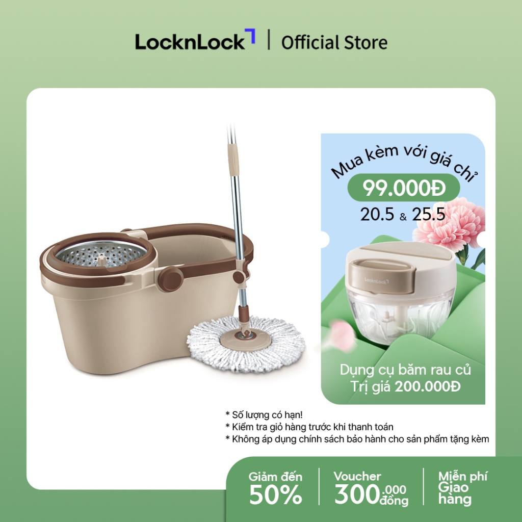Bộ cây lau nhà xoay tay Compact Spin Mop Lock&Lock - ETM466