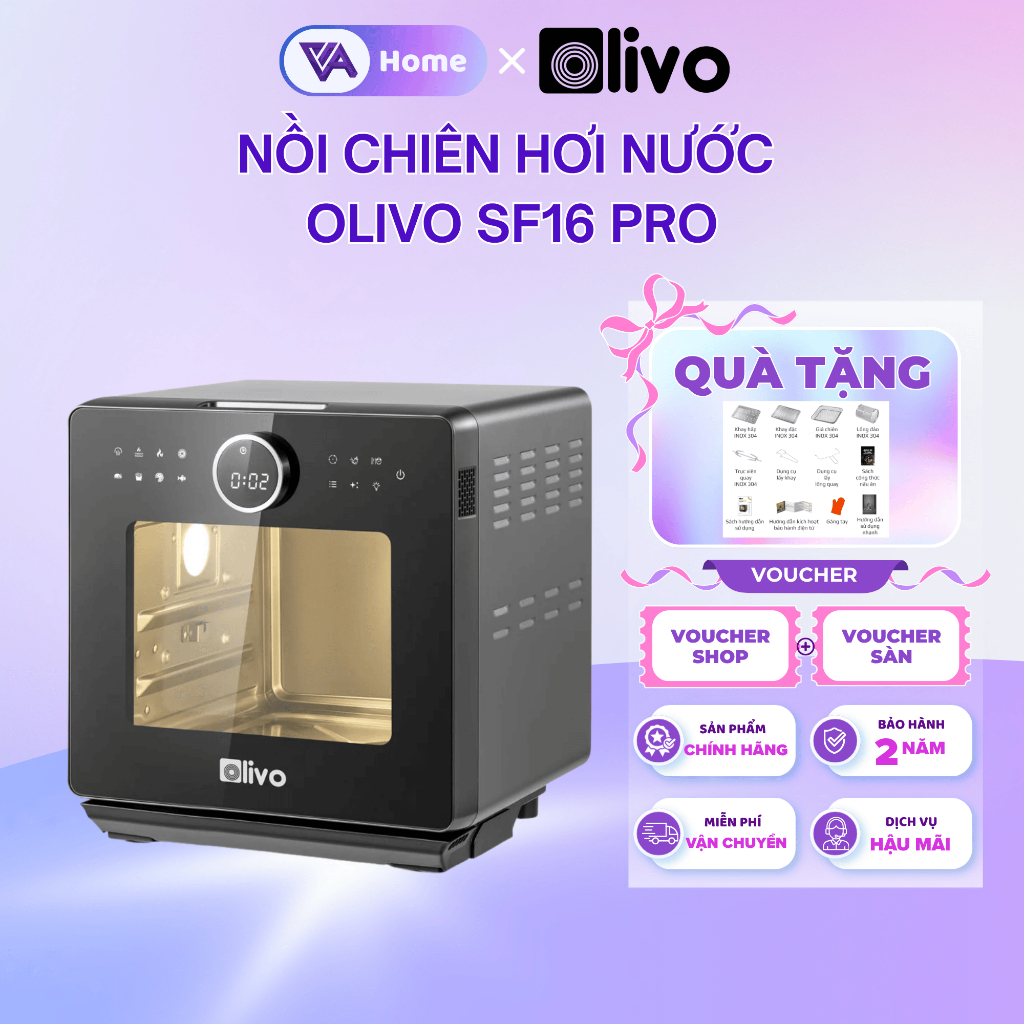 [OLIVO] Nồi chiên hơi nước OLIVO SF16 PRO - Nồi chiên hấp 70 chương trình, 16L - 2800W - Bh 2 năm